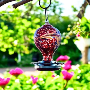Painted Glass Hummingbird Feeder, Glass Bird Feeder, Attractive Backyard Decor