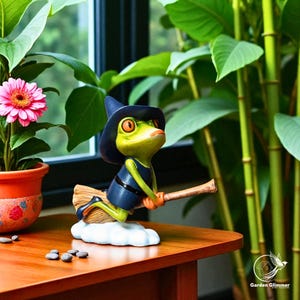 Whimsical Frog Statue, Resin Garden Ornament, Small Figurines, Pot Decoration