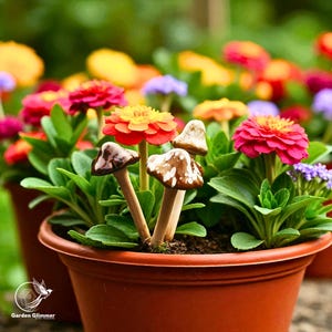4pcs Set Mushroom Ceramic Statue, Pot Decoration, Ceramic Figurine, Garden Ornaments