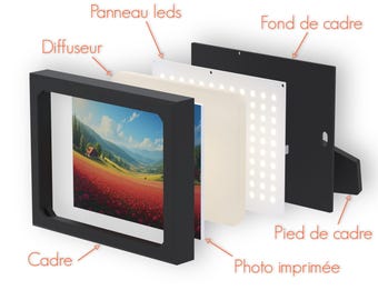 Customizable photo frame – 3D color lit lithophane – Custom gift