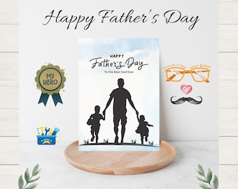 Father's Day Printable Greeting Cards: DIY Silhouette Art (JPG & PDF)