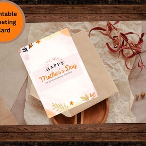 Happy Mother's Day Digital Card - Printable Watercolor Floral Greeting Card | Instant Download | Mother's Day Gift for Mom