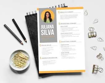 Plantilla de CV moderna con foto/CV editable y carta de presentación (Canva y PDF)