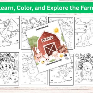 Farm Animal Coloring Pages 100 for Kids Printable Barnyard Animals - Activity Book Digital Download PDF - Fun Learning for kids