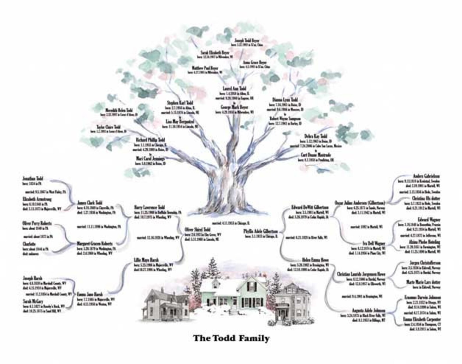 Custom Ilustrated Genealogy Trees Etsy