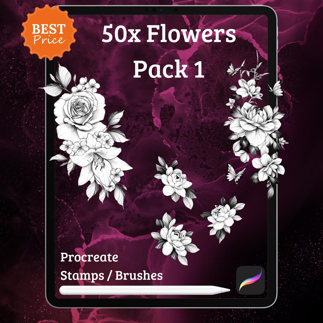 50 Elegant Flowers Procreate Brushes Pack 1 – Blooming Beauty & Floral ...