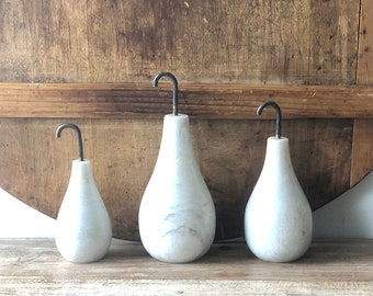 Solid White Marble Pear, French Pear, Marble Decor,