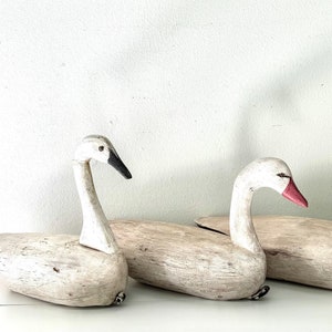 Vintage F & S Handmade Wood Swan Bouy, Handcarved Swan, Signee Swan, Star Emblem