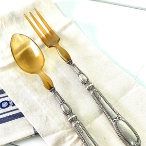 Vintage silver plate Carving Set of Two,  Silverplate Knife, Spoon