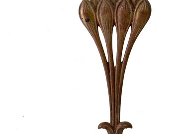 Vintage European Metal Pediment on Marble,  holder, Desk Accessories