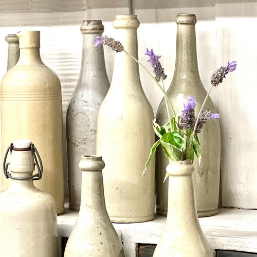 French stoneware, French Bottle, Olive Oil, Vintage shops Pottery