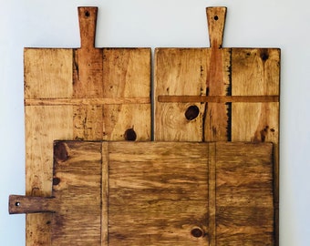 Großes rechteckiges Brotbrett, ReClayed Upcycling Vintage Holz, europäisches Charcuterie-Brett, Käsebrett, Vintage-Holz, Weingut