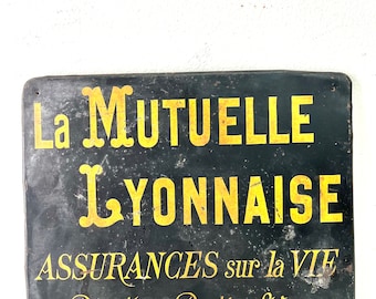 1890's Antique French Tradesman Handpainted Metal Sign