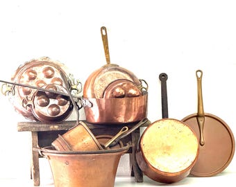 Vintage European Kupferteetopf, Kupfertopf, Kupfertopf mit Porzellanplatte, Kupferkaffeekanne