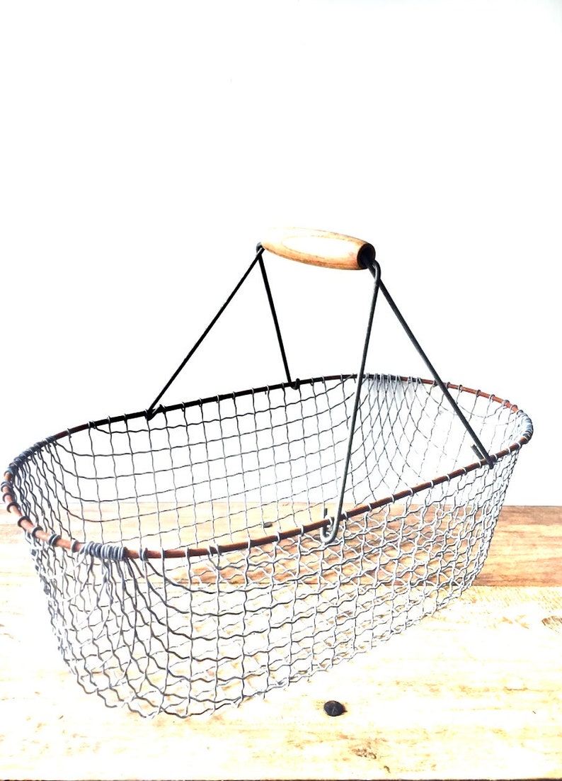 French Wire Market Basket, Farm Basket, Basket with Handle, Wire Basket image 4