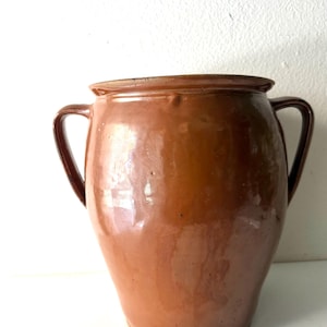 Vintage Extra large European dark caramel Confit pot,