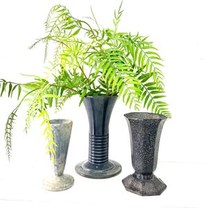 Vintage French Iron Vase, Urn, dark patina,Heavy Vase with Fluted base and sides