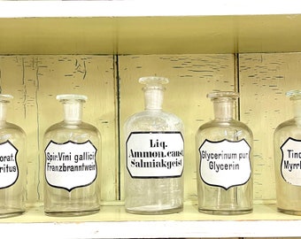 Vintage German, French Pharmacy Bottles, Vintage Pharmacy Bottles  wirh Original Label,