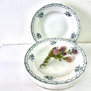 Set of 4 Vintage French Pasta dish,, Set of Four Blue and White Floral French Pasta/Soup dish