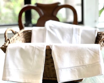 Set of Two Antique French Linen Pillow Shams, Extra Large Euro Pillow Covers