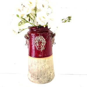 Vintage French Ceramic Wall  Vase, Urn, Heavy Vase