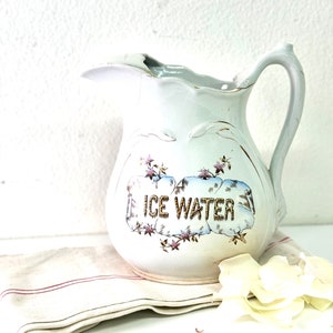 Exquisite Vintage Hotel Ironstone China White Pitchers, White Flower Pitcher, Ice Water, Hotel Pitcher