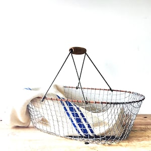 French Wire Market Basket, Farm Basket, Basket with Handle, Wire Basket