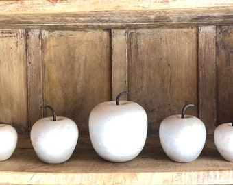 Solid White Marble Apple, French Marble, Marble Decor,