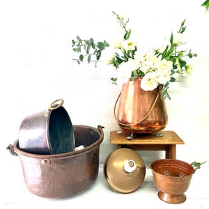 Vintage European Copper Saucepan, large Copper jam pot, Copper Planter