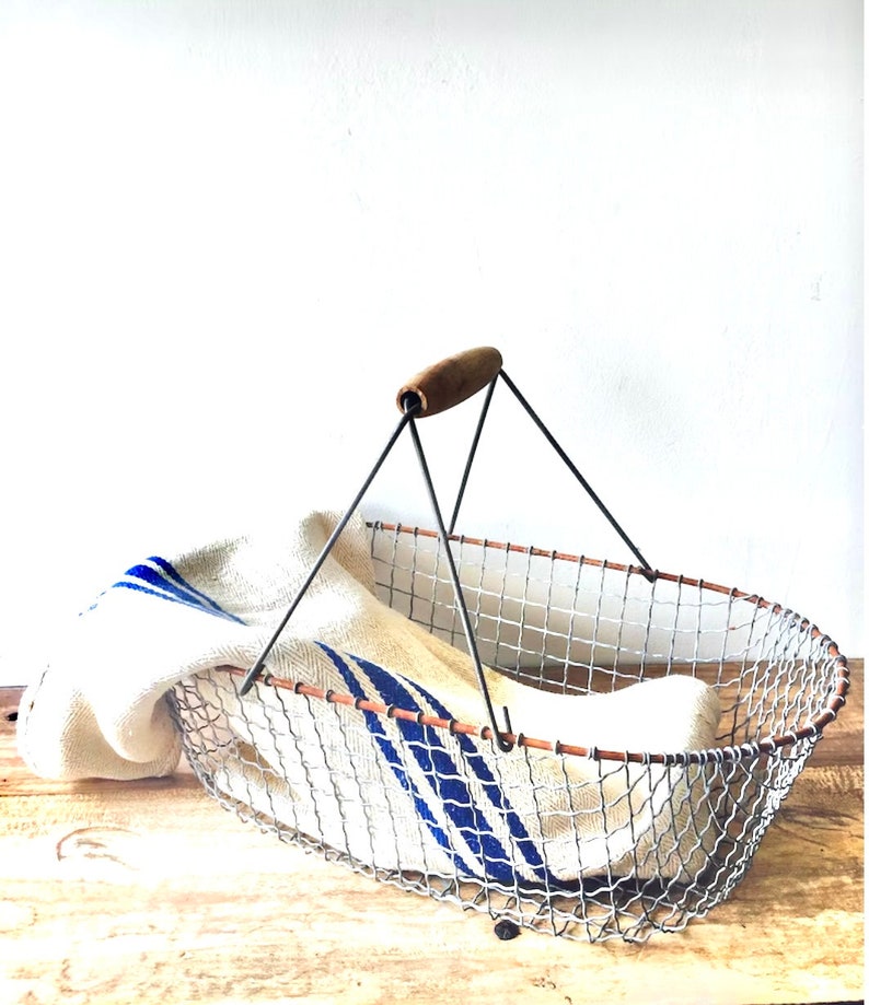 French Wire Market Basket, Farm Basket, Basket with Handle, Wire Basket image 5
