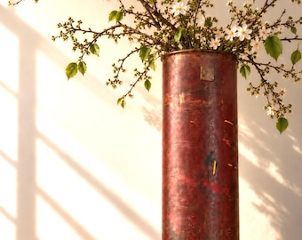 Vintage French Industrial Bin, Floral Display Vessel, 36" Tall