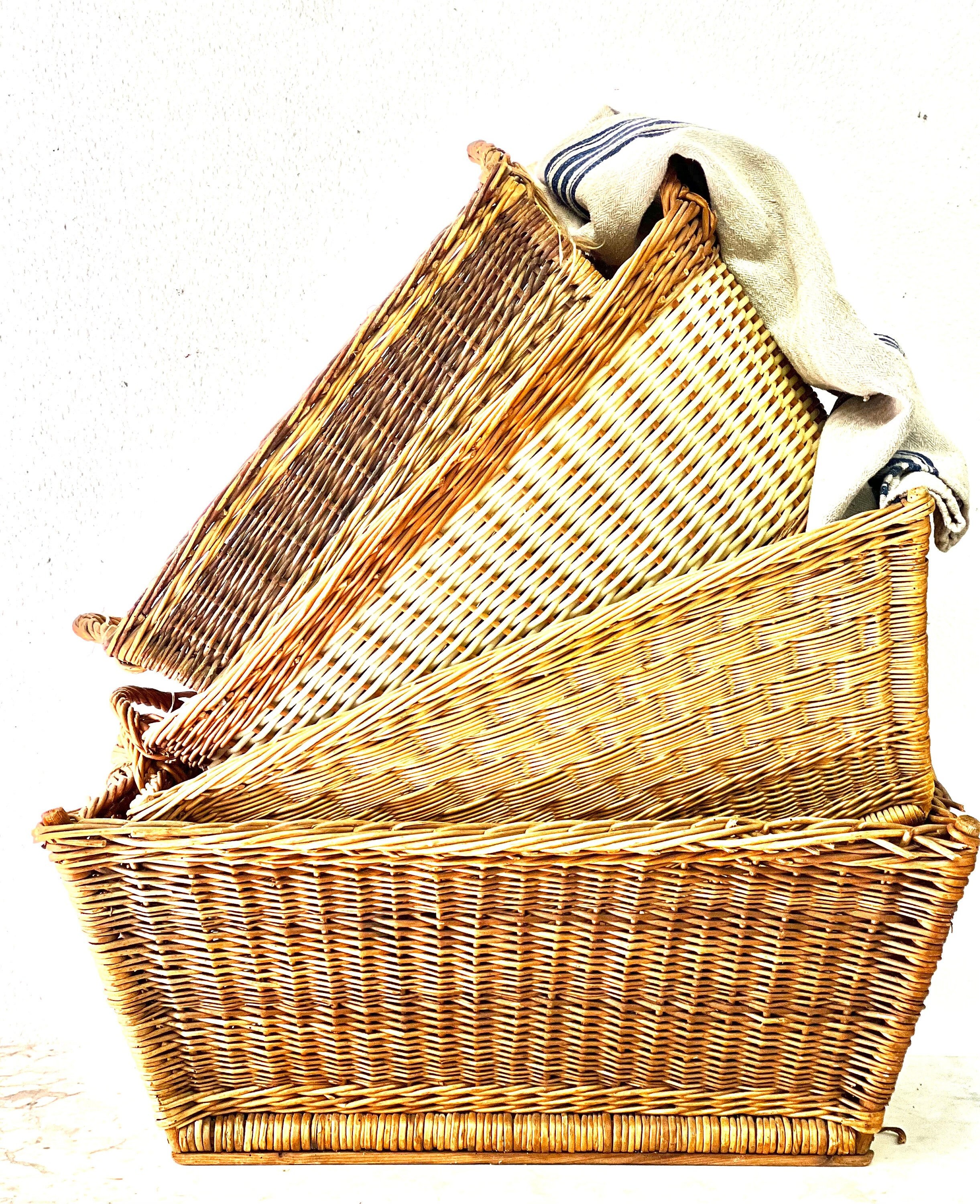Vintage French Marker Baskets, Vintage French Handwoven French Baskets