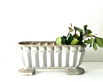 Spectacular Antique French iron planter Planter with Beautiful White Cream Glaze