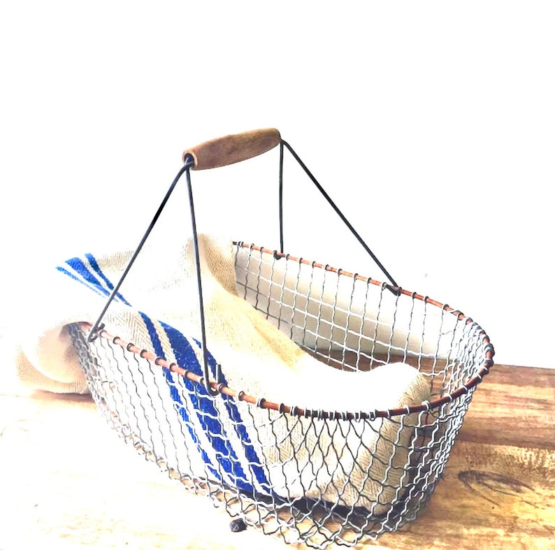 French Wire Market Basket, Farm Basket, Basket with Handle, Wire Basket image 2
