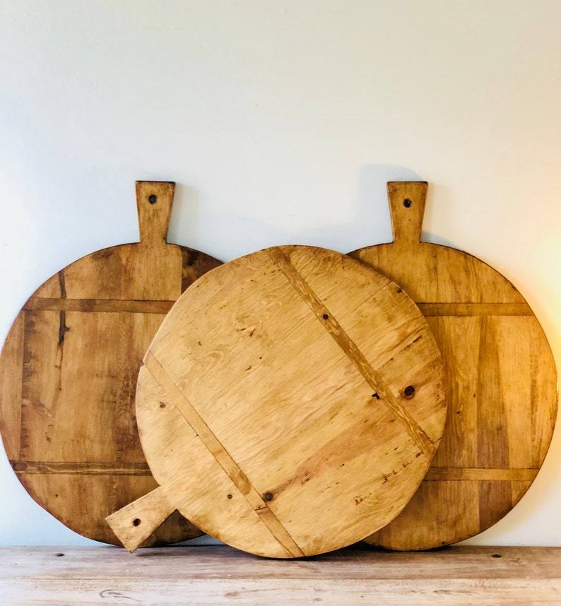 Round vintage bread boards.