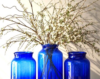 Belgium Dark Blue Glass Candy Jars, French Vintage Vase, Large Extra Large Sizes