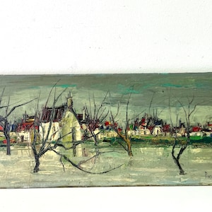 Artist Pierre Peres’s, Beautiful French hand painted oil on Canvas, French Village  Scene, Pierre Perez’s