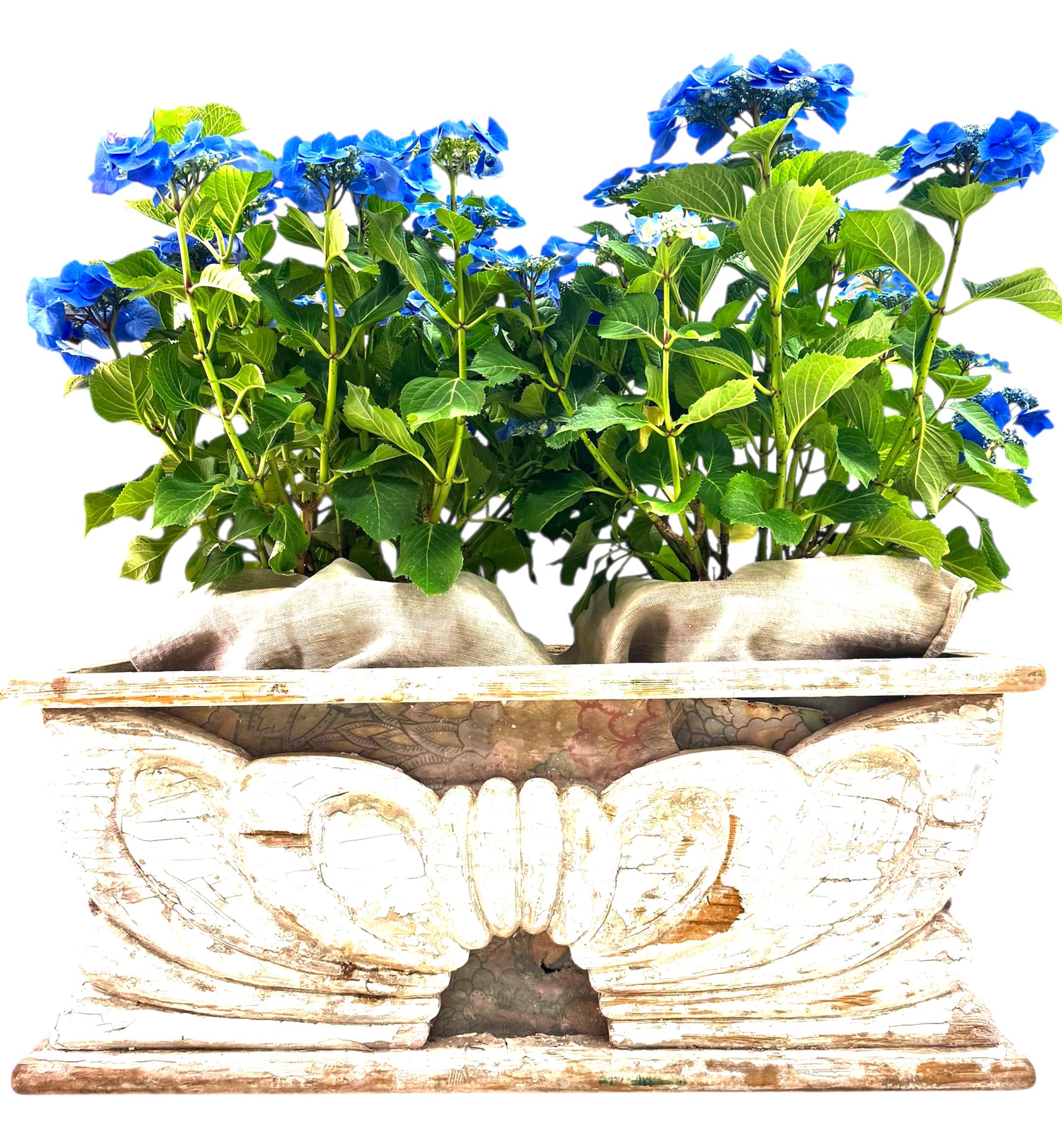 素晴らしいフランス製XL 39インチ ヴィンテージ 手彫り 木製プランター