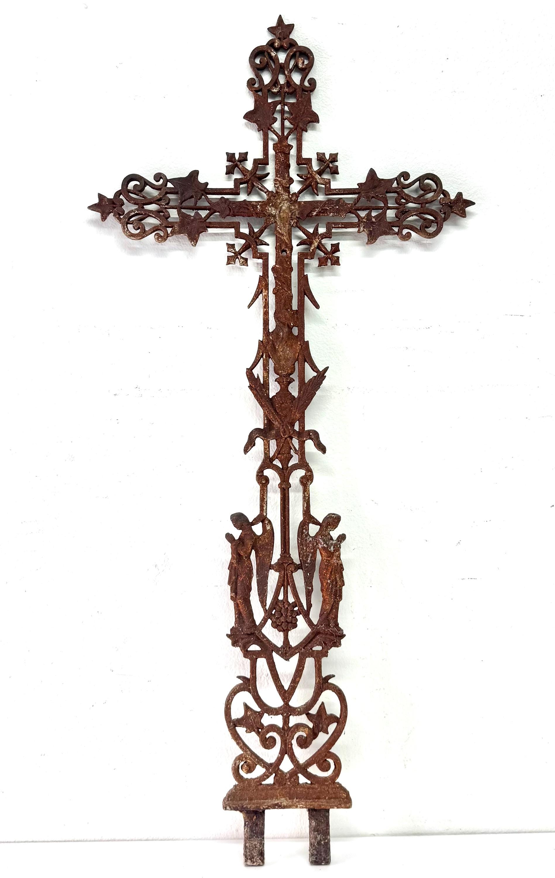 Exceptional Antique French Cross, Garden Cross, French Iron Cross