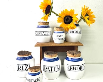 Vintage European canister set… Vibrant blue with original cork