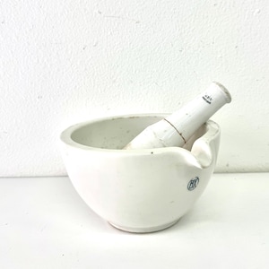 Vintage Porcelain And Ceramic Mortar and Pestle, Made in Belgium, Vintage Mortar