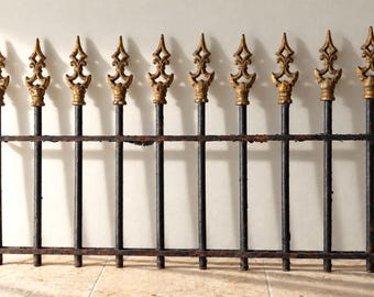 19th Century French Iron Balcony Rail with Fleur de Lis, Garden Decor