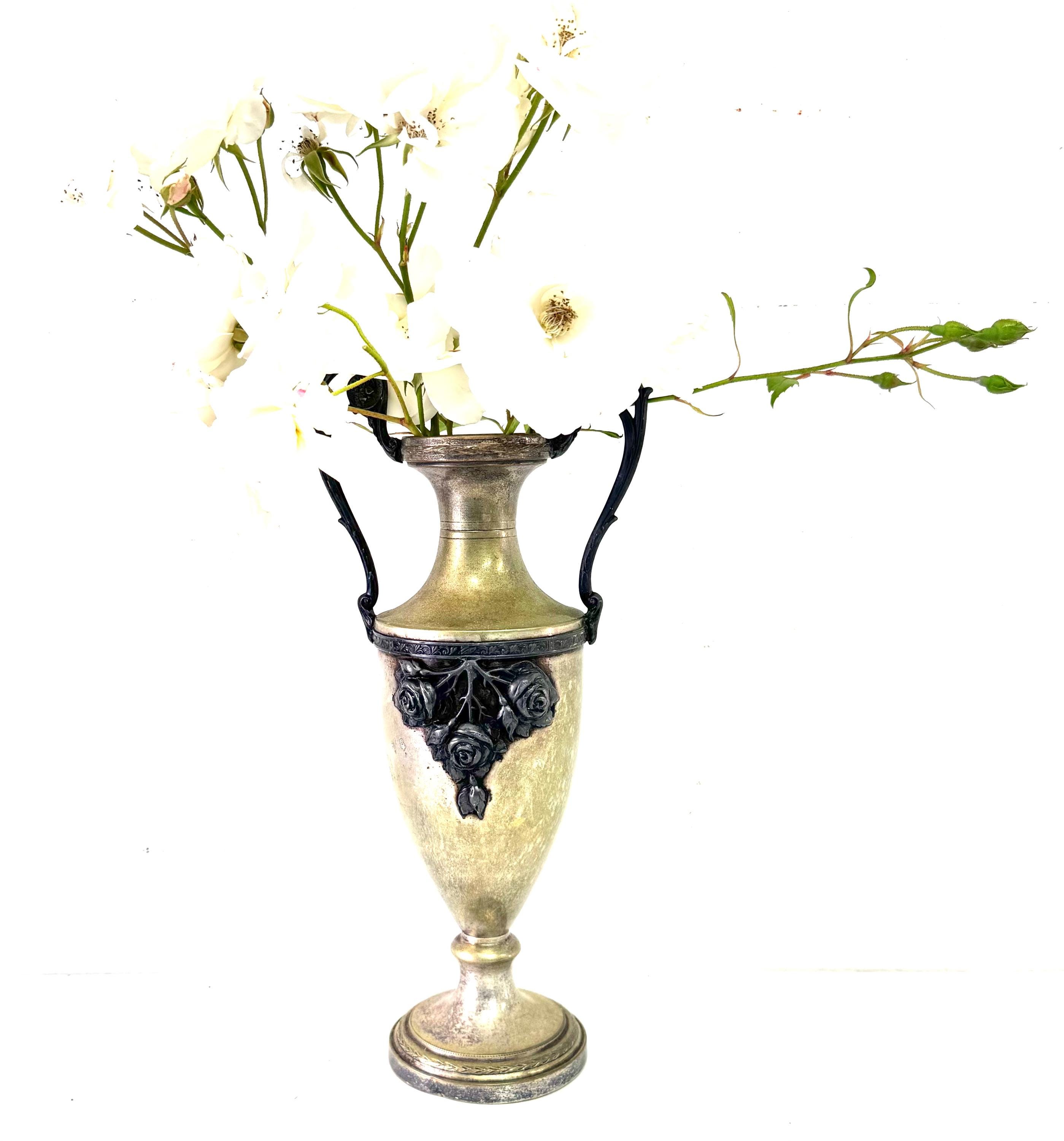 ヴィンテージシルバー花瓶、シルバーキャンドルホルダー、フラワー