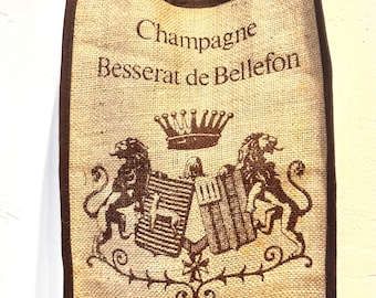 Jute French Market Bag, Champagne Besserat de Bellefon, Reims Stenciled Tote