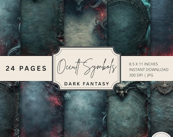 Occult Symbols Digital Paper | Dark Academia Grimoire | Witchy Junk Journal Pages | 24+ Pages