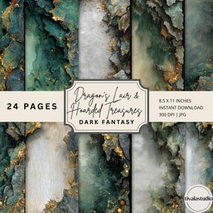 Dragon Lair Digital Paper: Fantasy Journal Pages (Digital Download 8.5x11in JPGs)