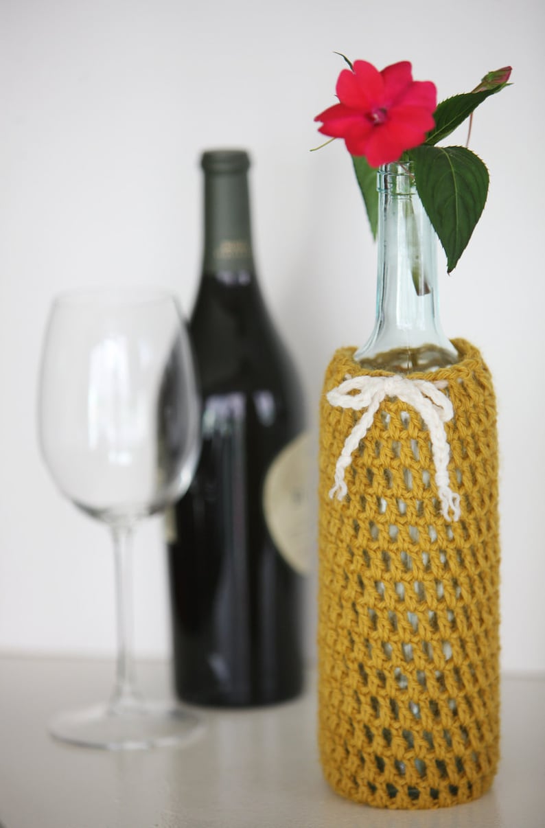 Download Wine Bottle Cozy in Honey Mustard | Etsy