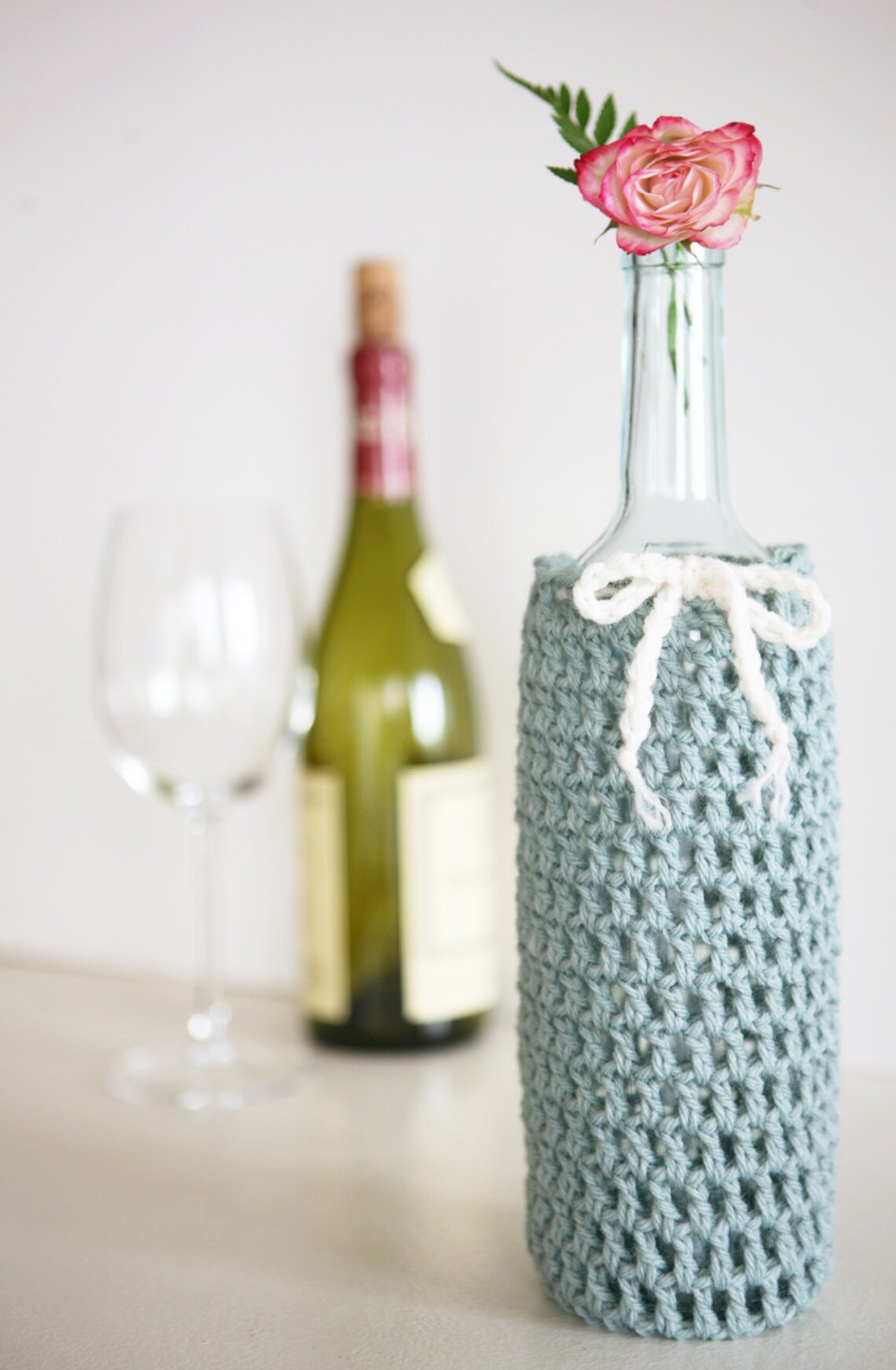 Wine Bottle Cozy in Sea Foam Etsy