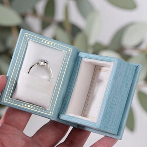 Boîte à bagues, porte-bague magnétique, boîte à bagues de fiançailles, boîte à bagues en forme de livre, boîte à bijoux, cadeau d'anniversaire, cadeau pour elle, cadeau d'anniversaire