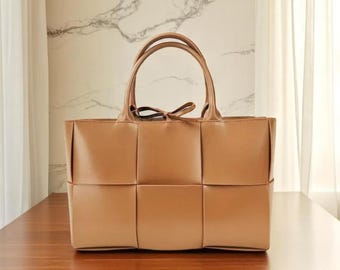 Tote Bag, Shoulder Bag, Genuine Leather Tote Bag, Crossbody Bag, Woven Leather Bag with Inner Bag, Beach Bag, Birthday Gift, Women Gift